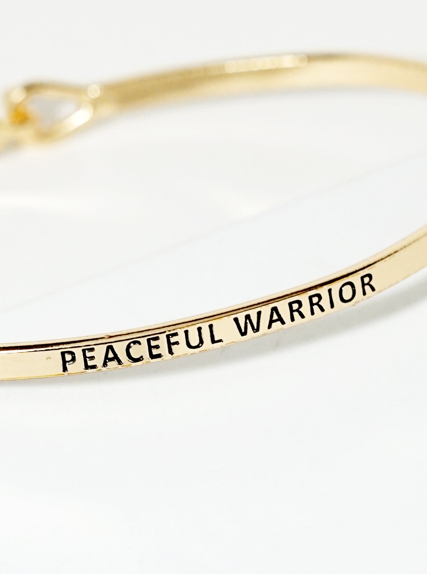 Peaceful Warrior Engraved Inspirational Bangle Bracelet