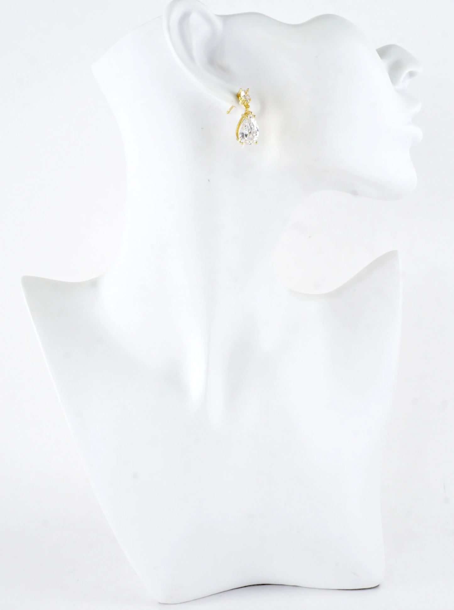 Pear Cut Cubic Zirconia Solitaire Drop Earrings