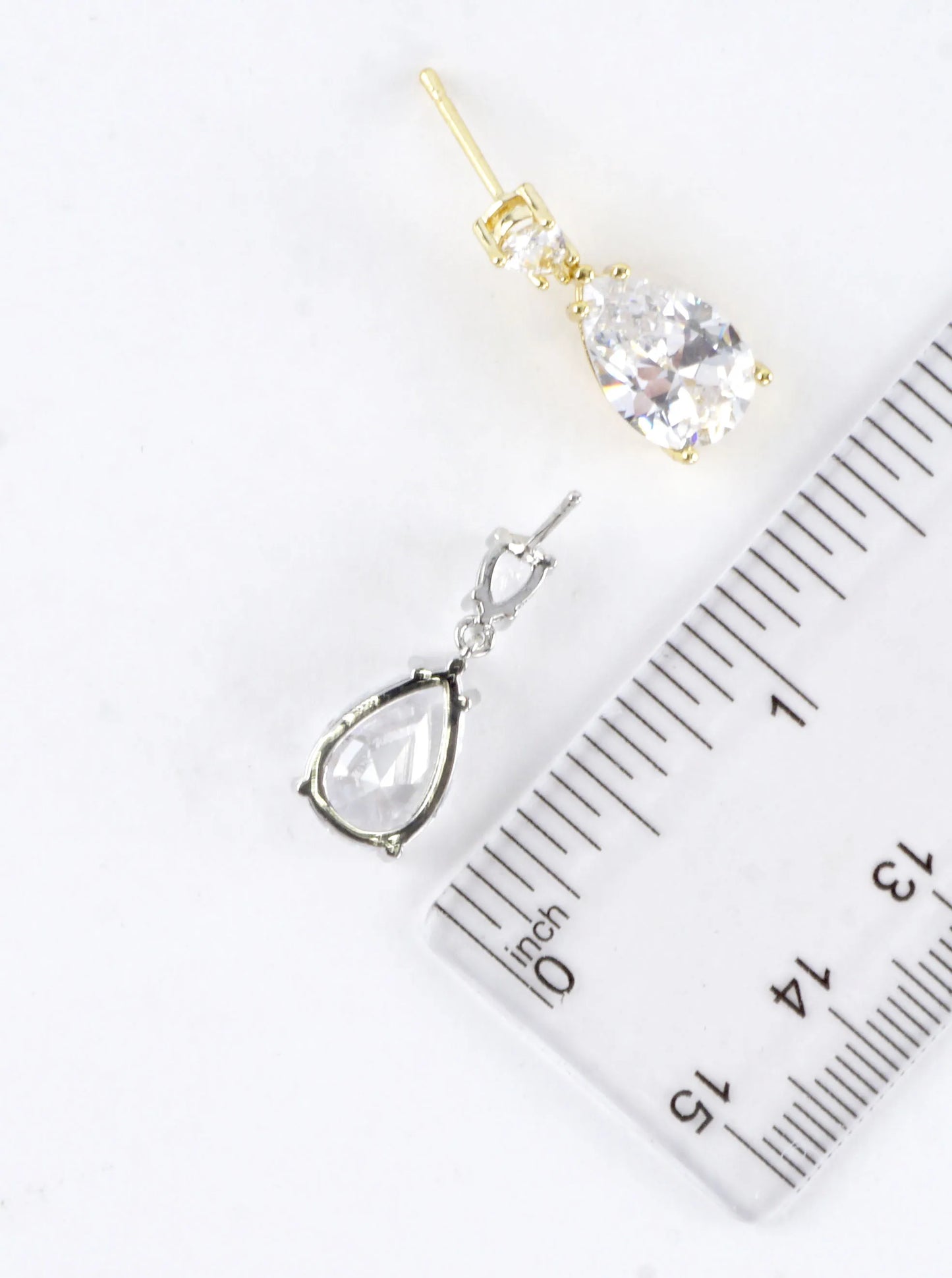 Pear Cut Cubic Zirconia Solitaire Drop Earrings