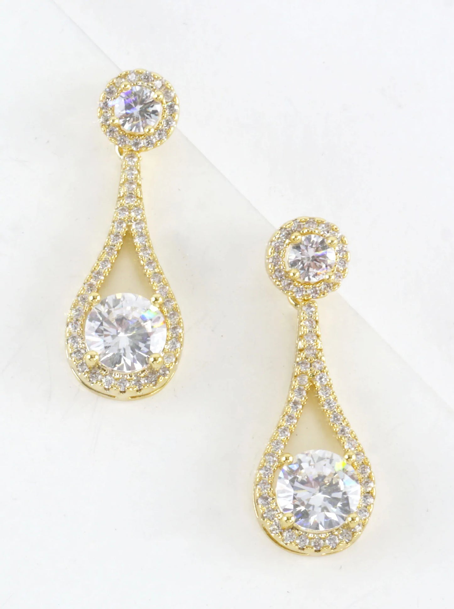 Pear-Shaped Cubic Zirconia Pave Drop Earrings