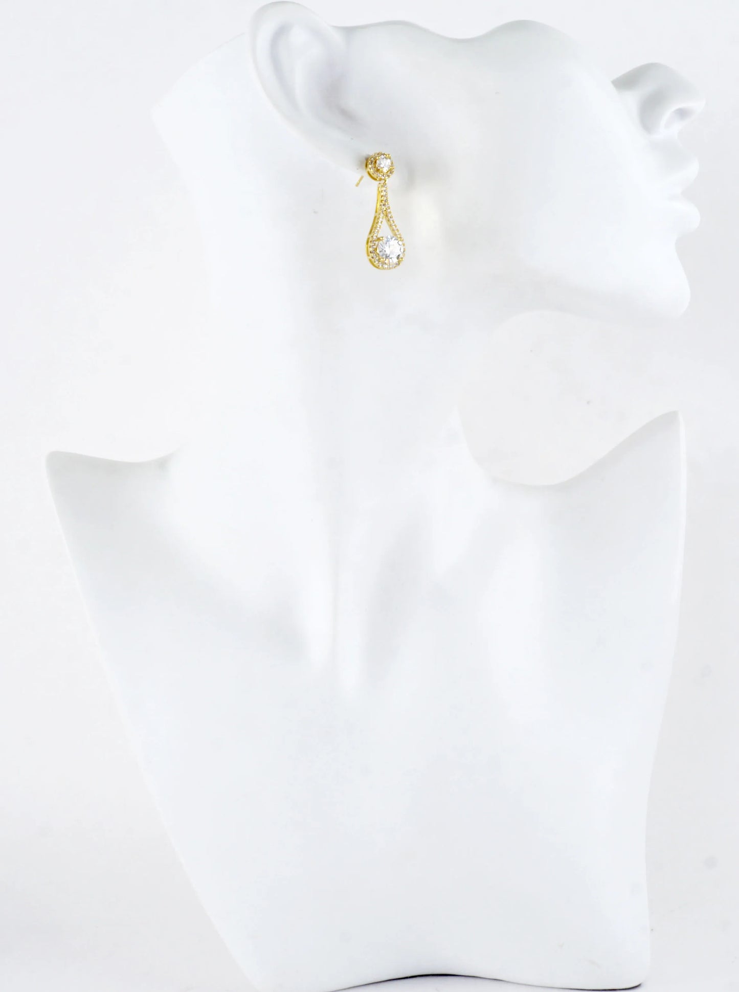 Pear-Shaped Cubic Zirconia Pave Drop Earrings