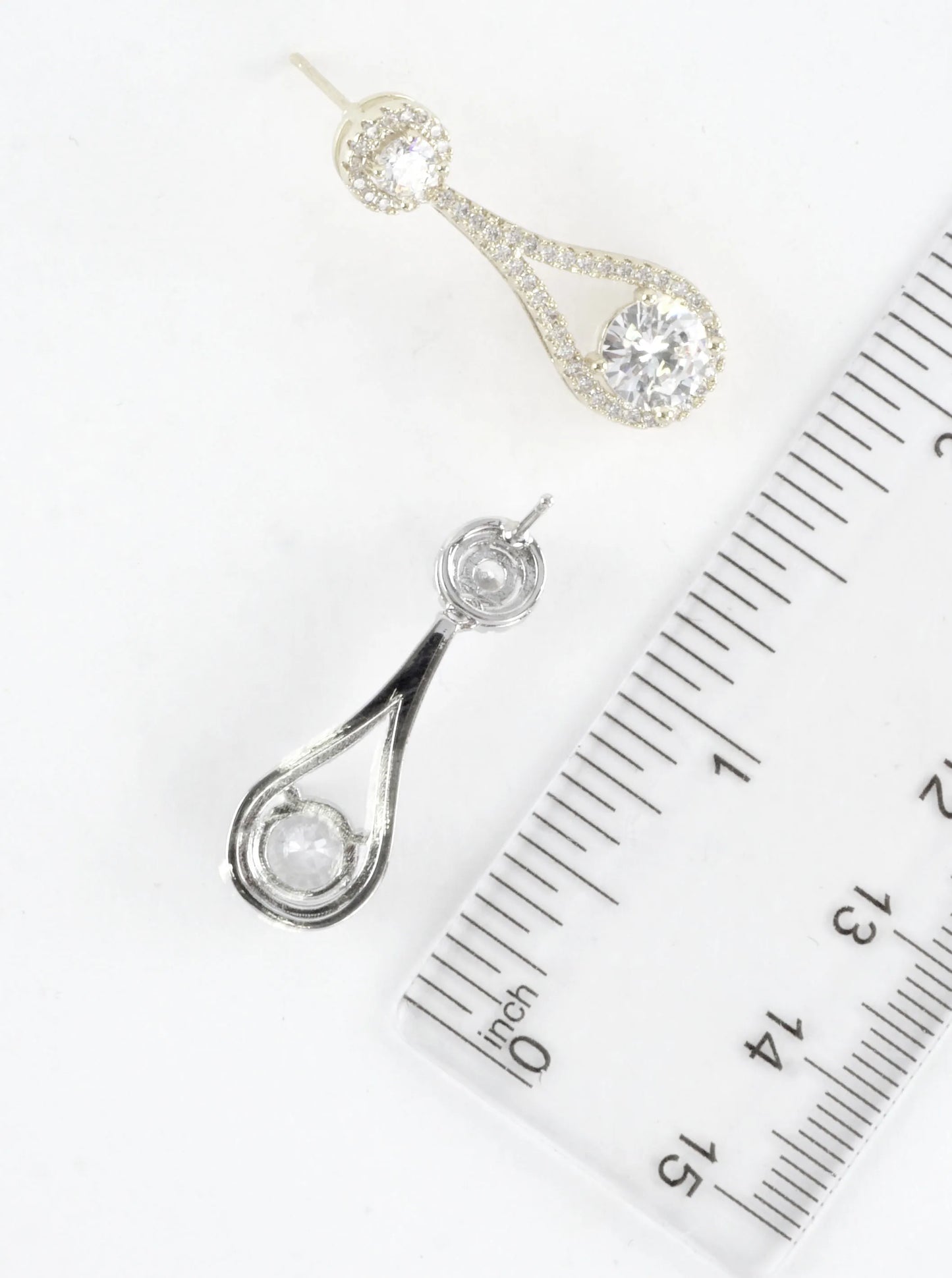 Pear-Shaped Cubic Zirconia Pave Drop Earrings