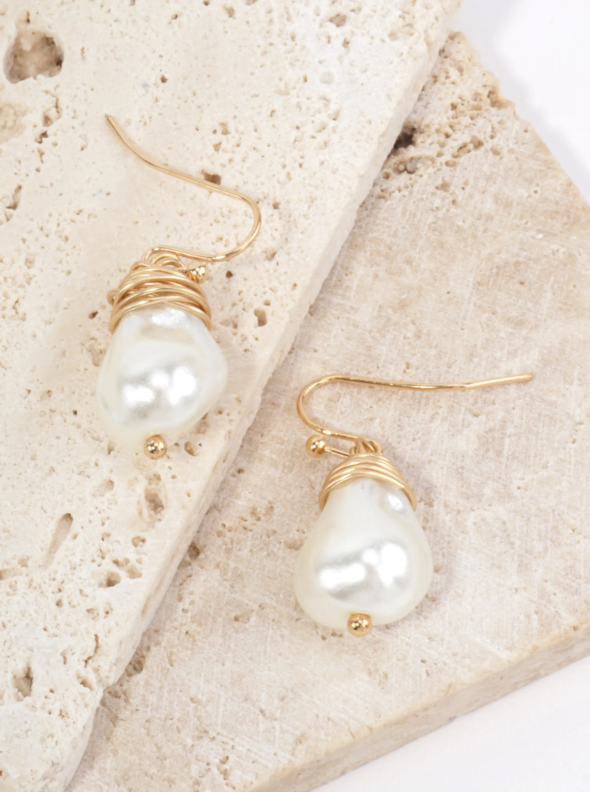Pear Wired Glass Pearl Drop Earrings