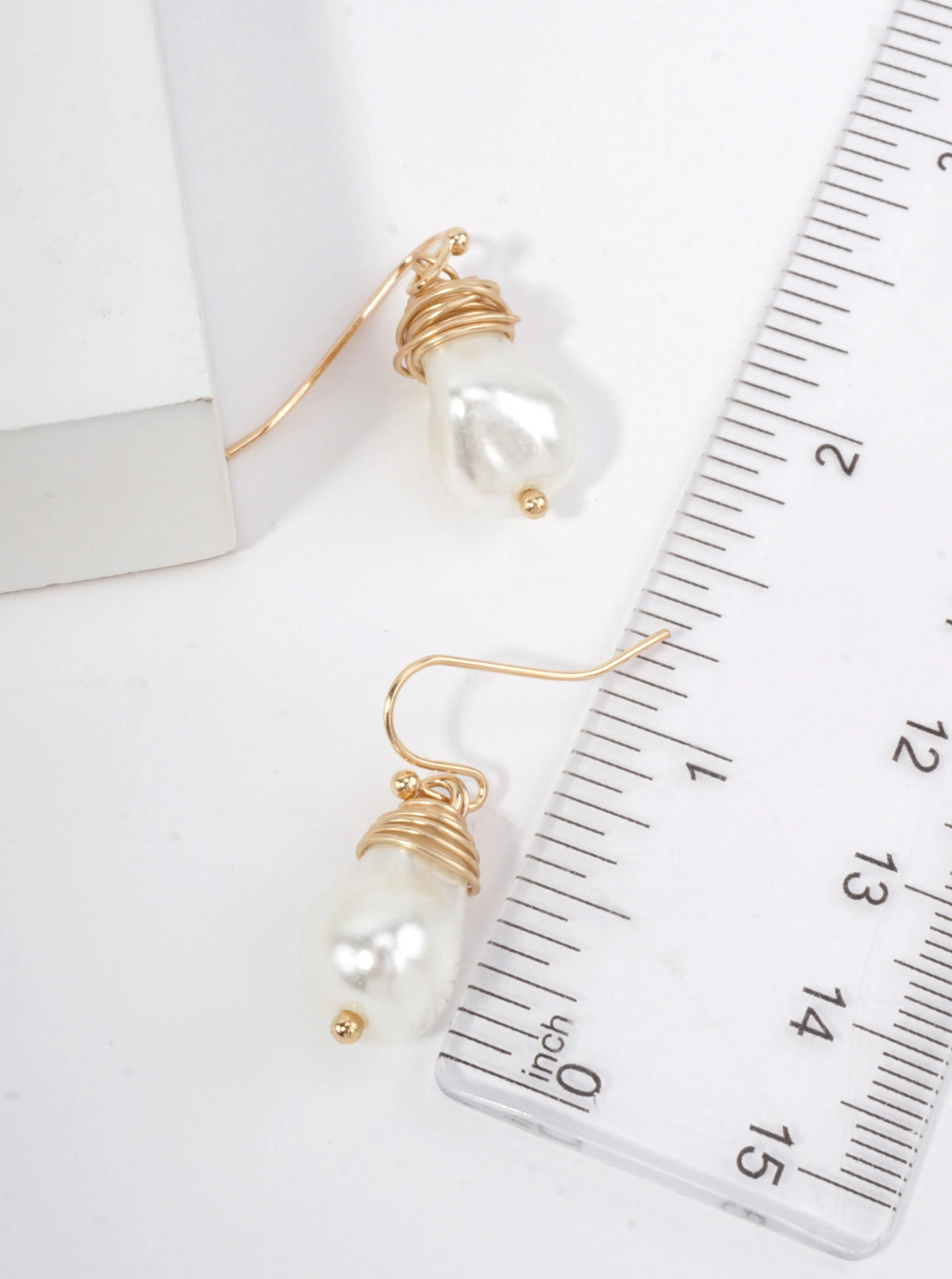 Pear Wired Glass Pearl Drop Earrings