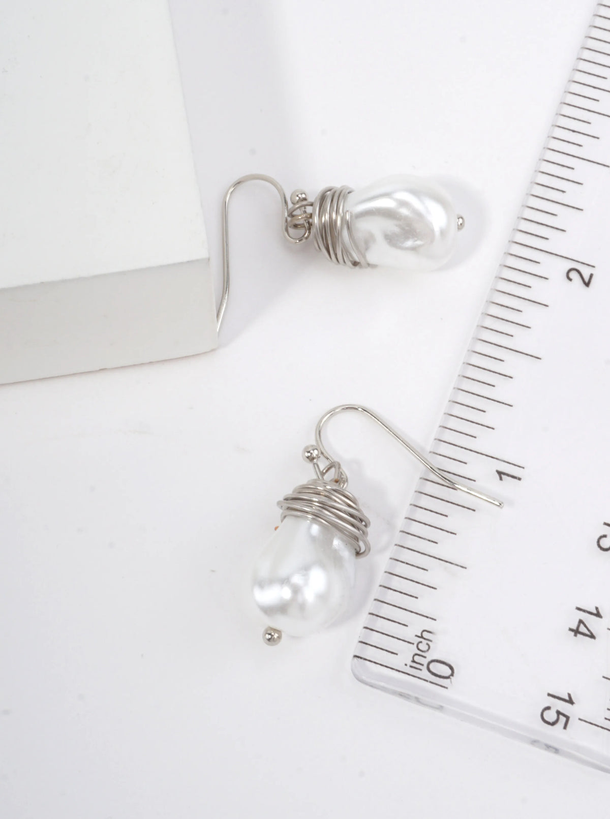 Pear Wired Glass Pearl Drop Earrings