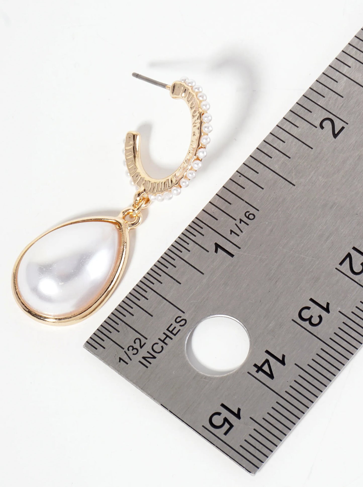Pearl-Accented Open-Huggie Hoop Earrings With Teardrop Pearl Drop