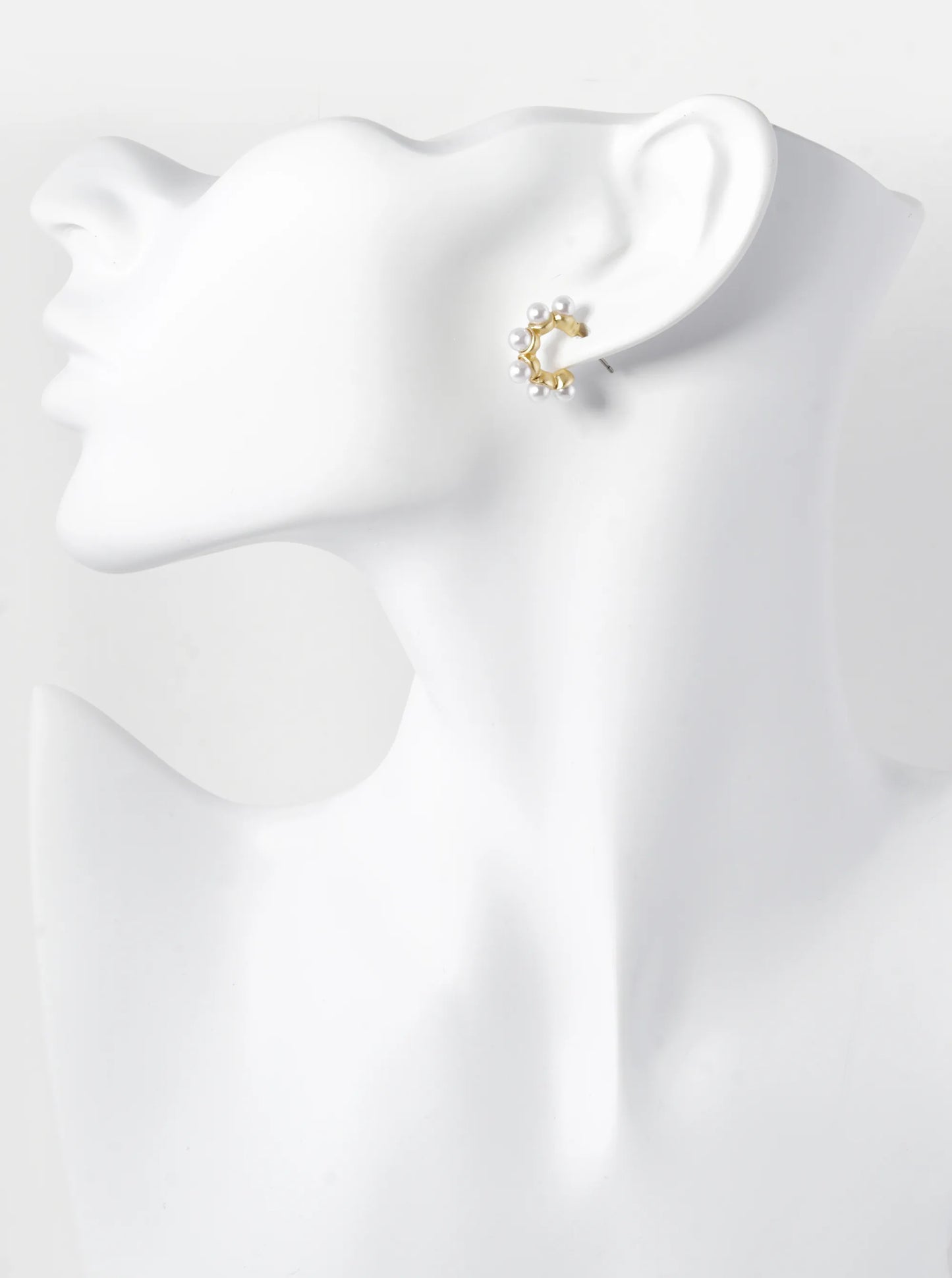 Pearl Beaded 20mm Dainty Open Hoop Earrings