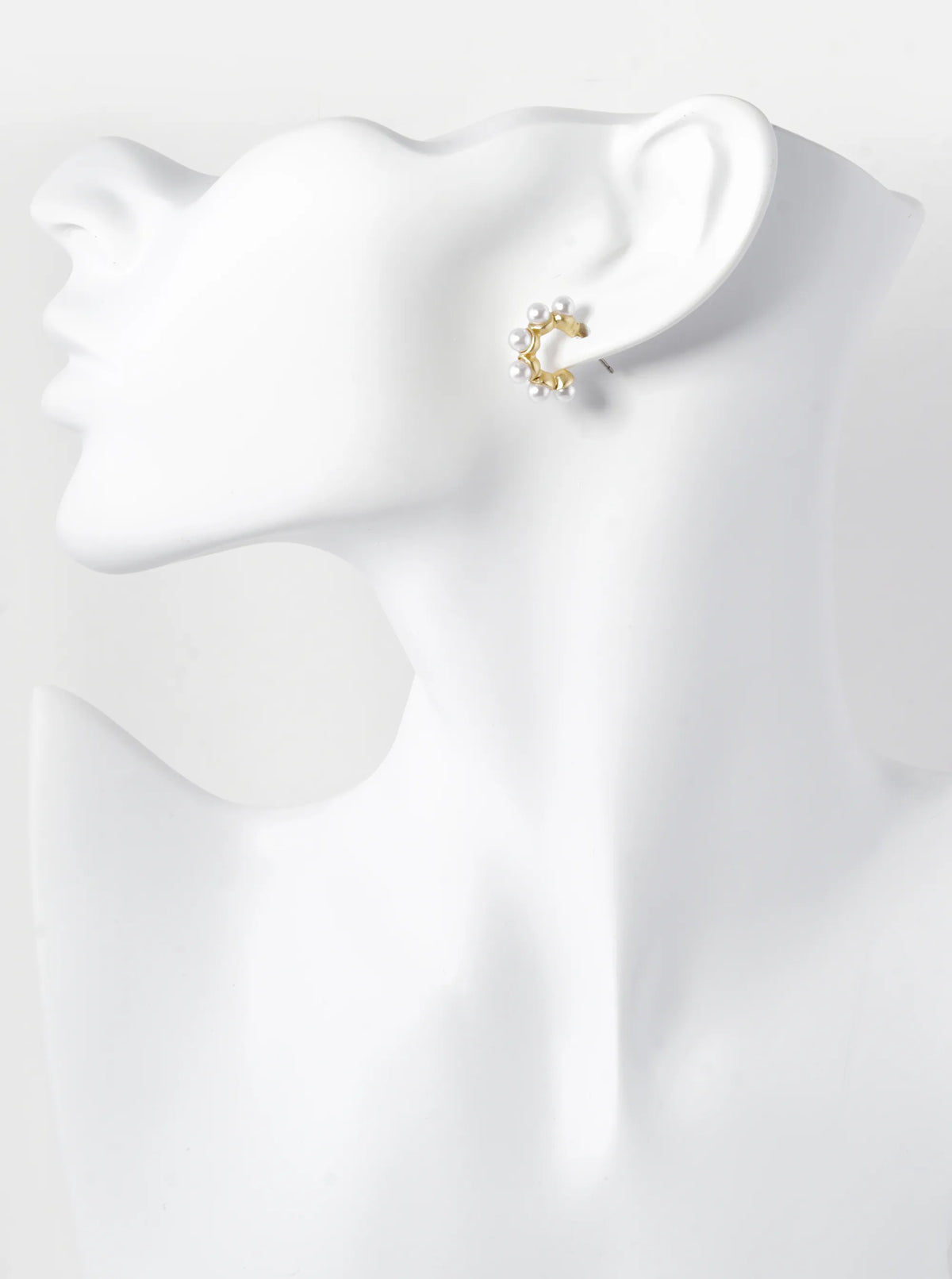 Pearl Beaded 20mm Dainty Open Hoop Earrings