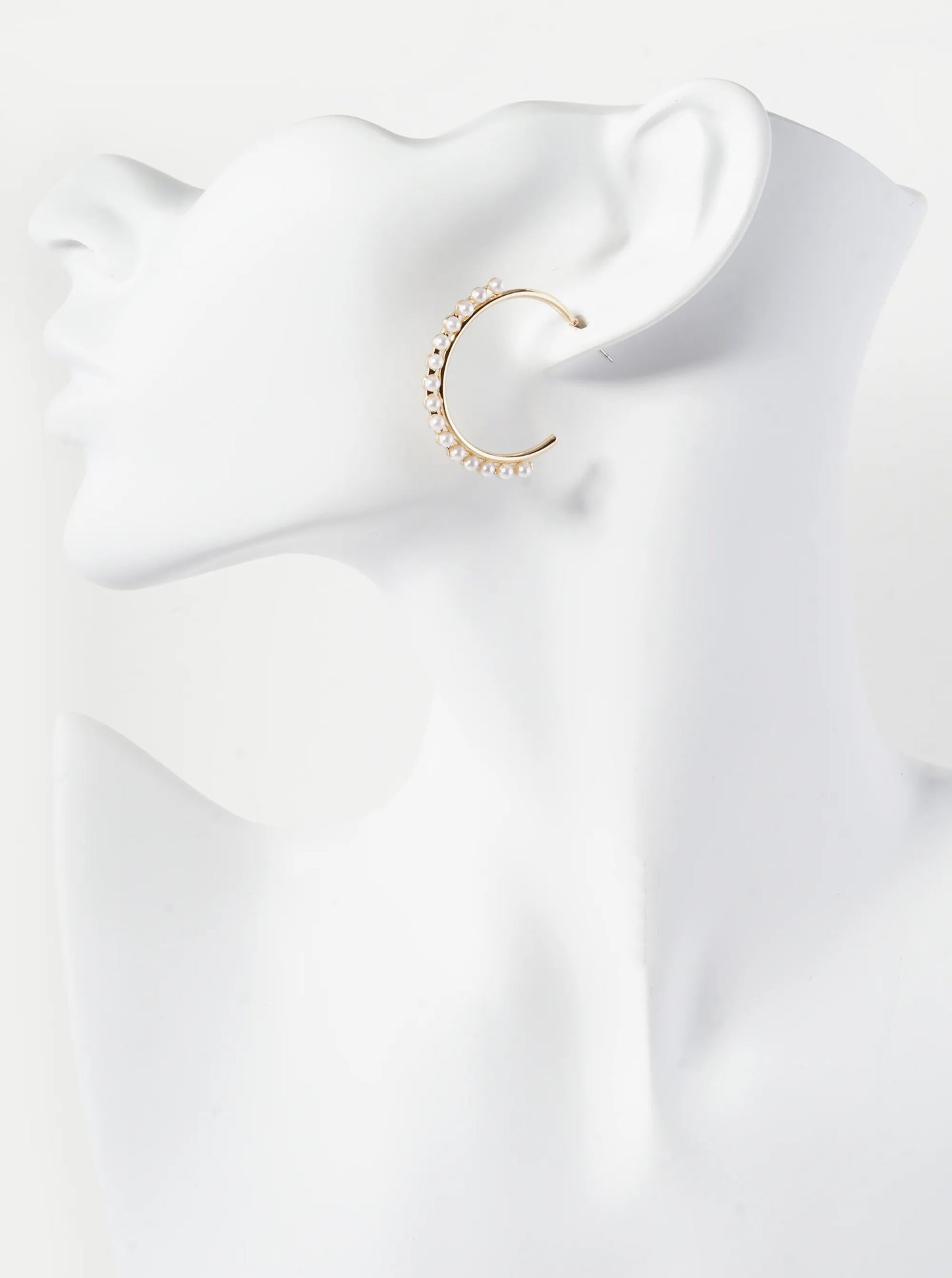 Pearl Beaded 25mm Open Hoop Earrings