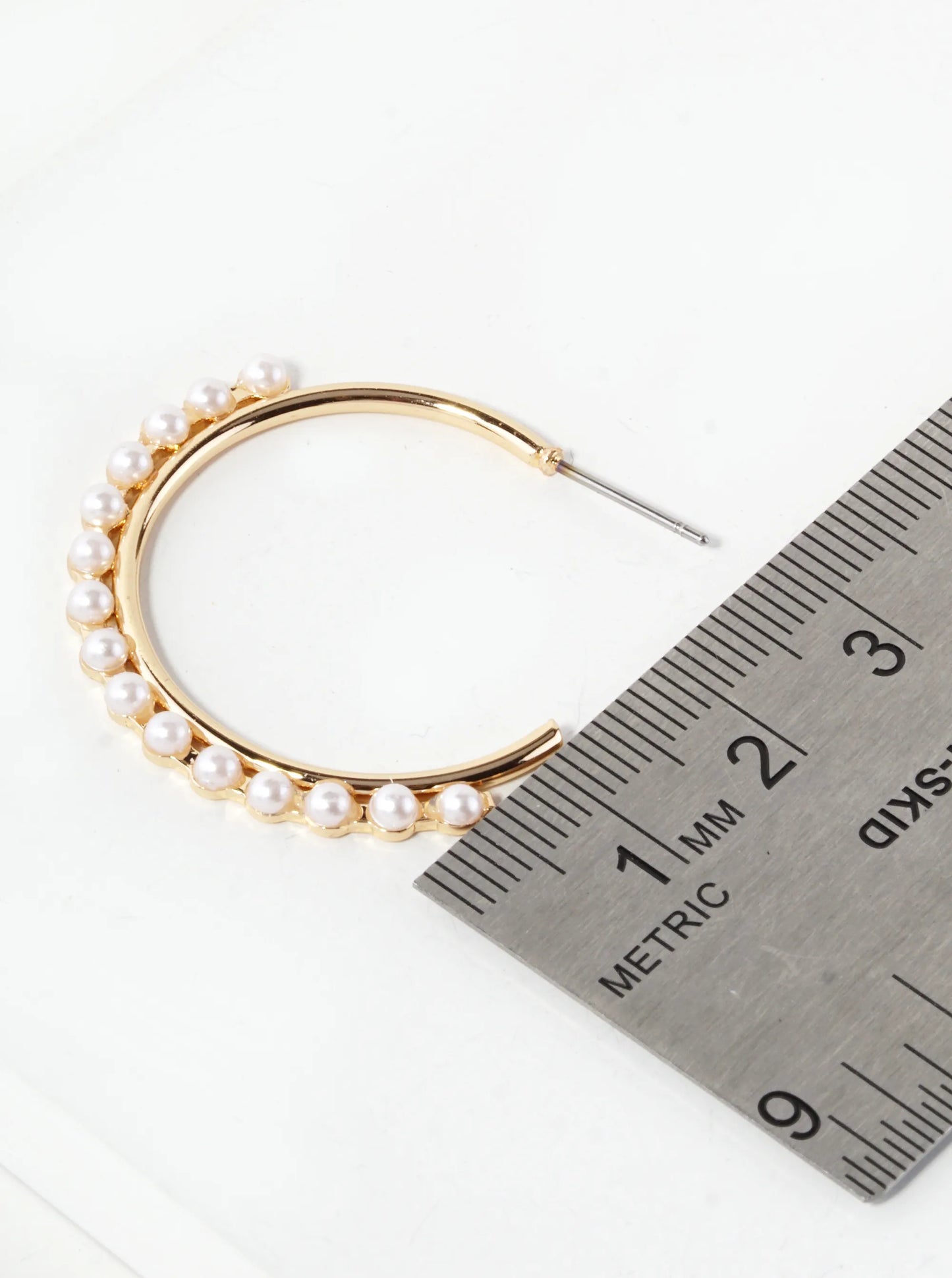Pearl Beaded 25mm Open Hoop Earrings