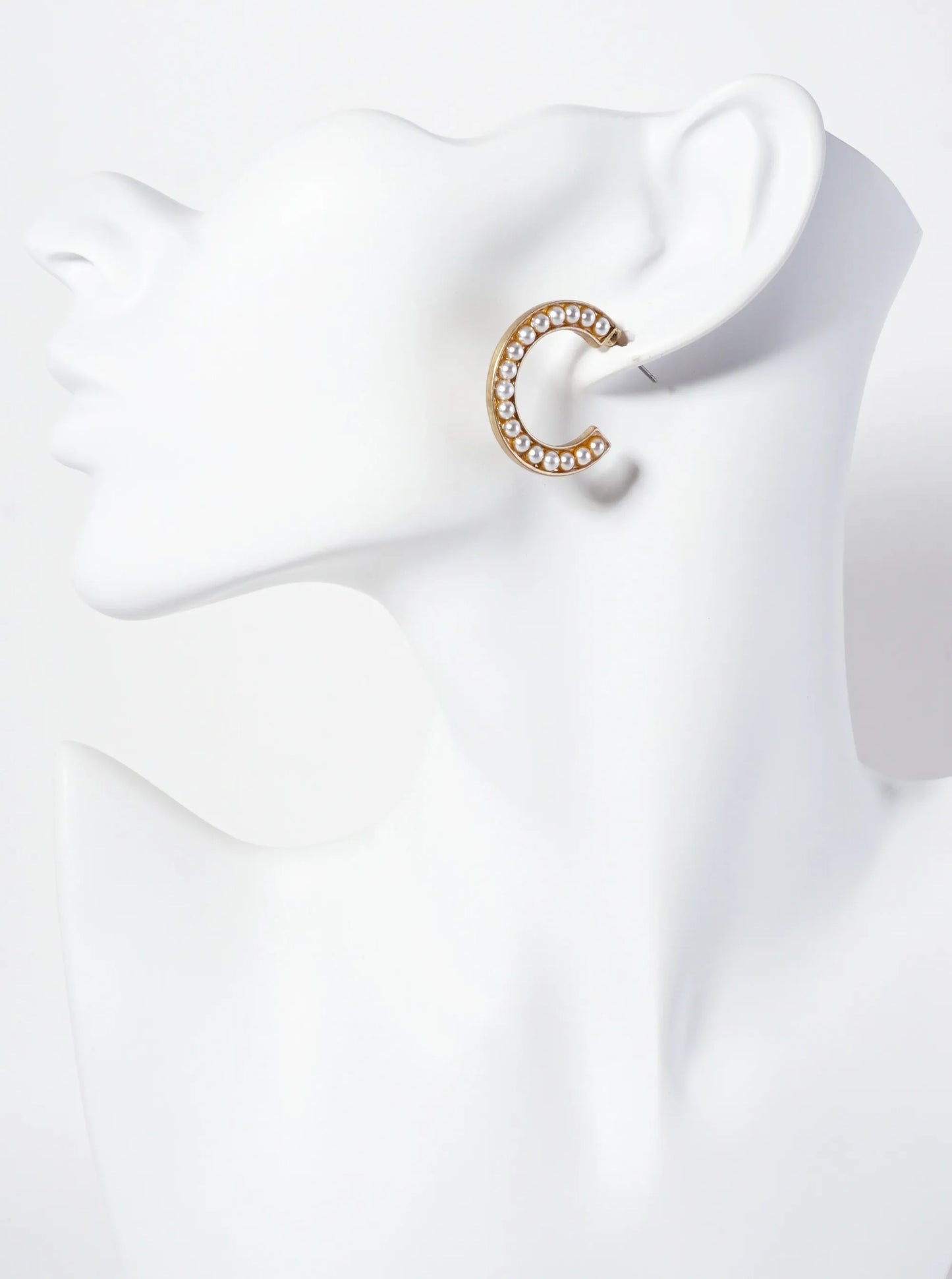 Pearl-Beaded 27mm Open Hoop Earrings