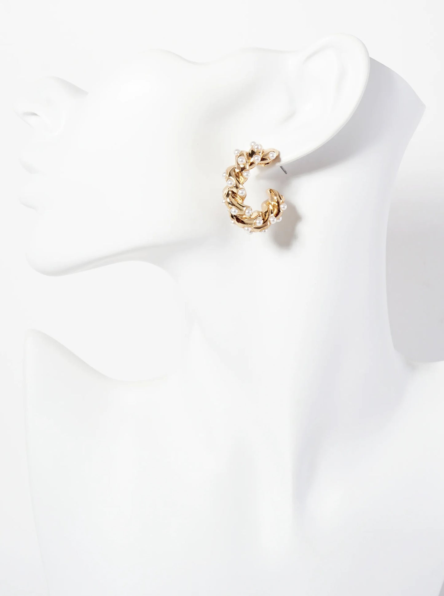 Pearl-Beaded 30mm Braided Hoop Earrings