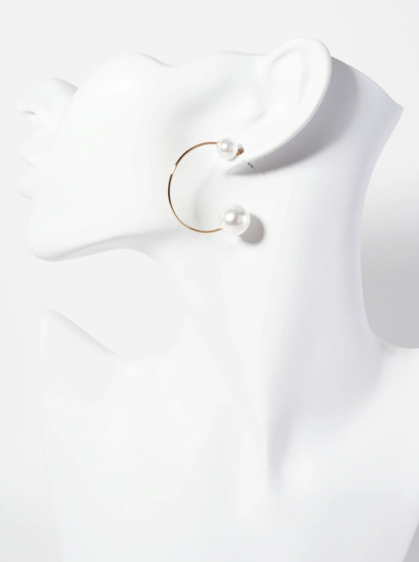 Pearl Beaded 35mm Wire Open Hoop Earrings