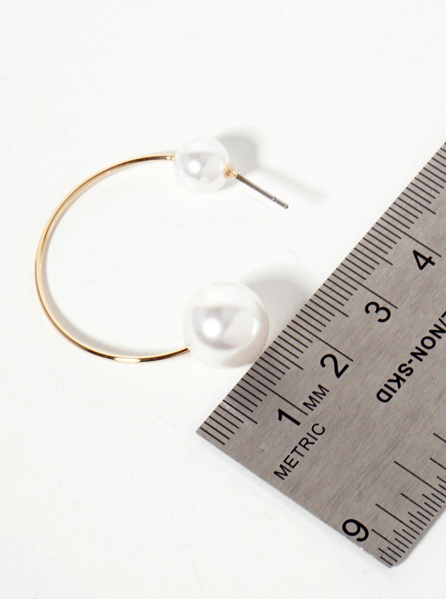 Pearl Beaded 35mm Wire Open Hoop Earrings