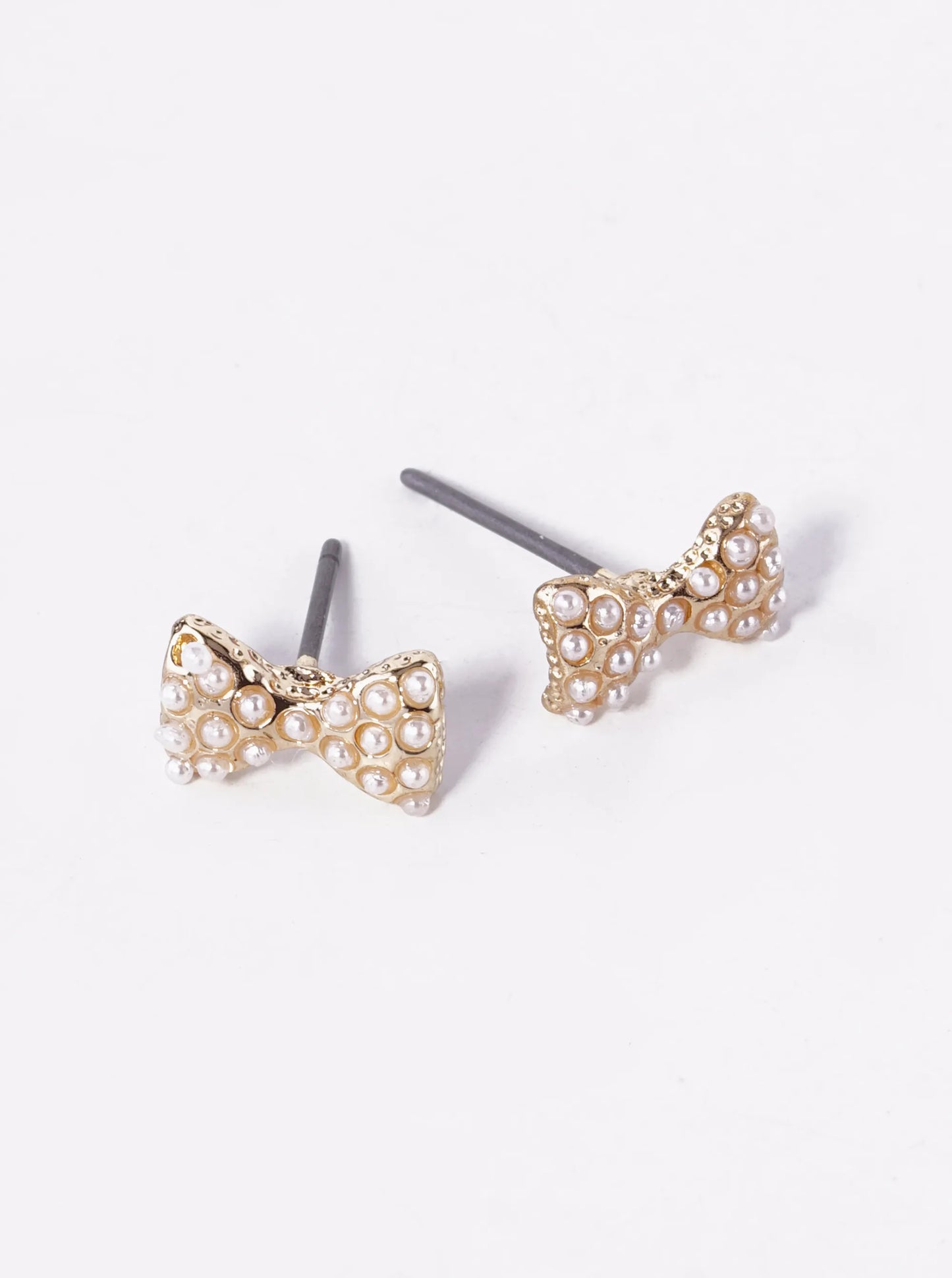 Crystal Pave 6mm Ribbon Bow Stud Earrings