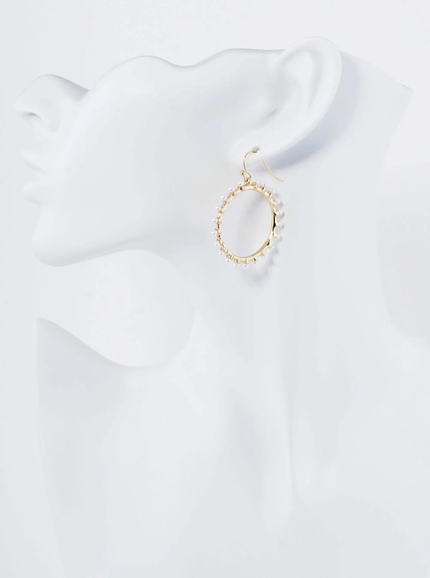 Pearl Beaded Circle Dangle Drop Earrings