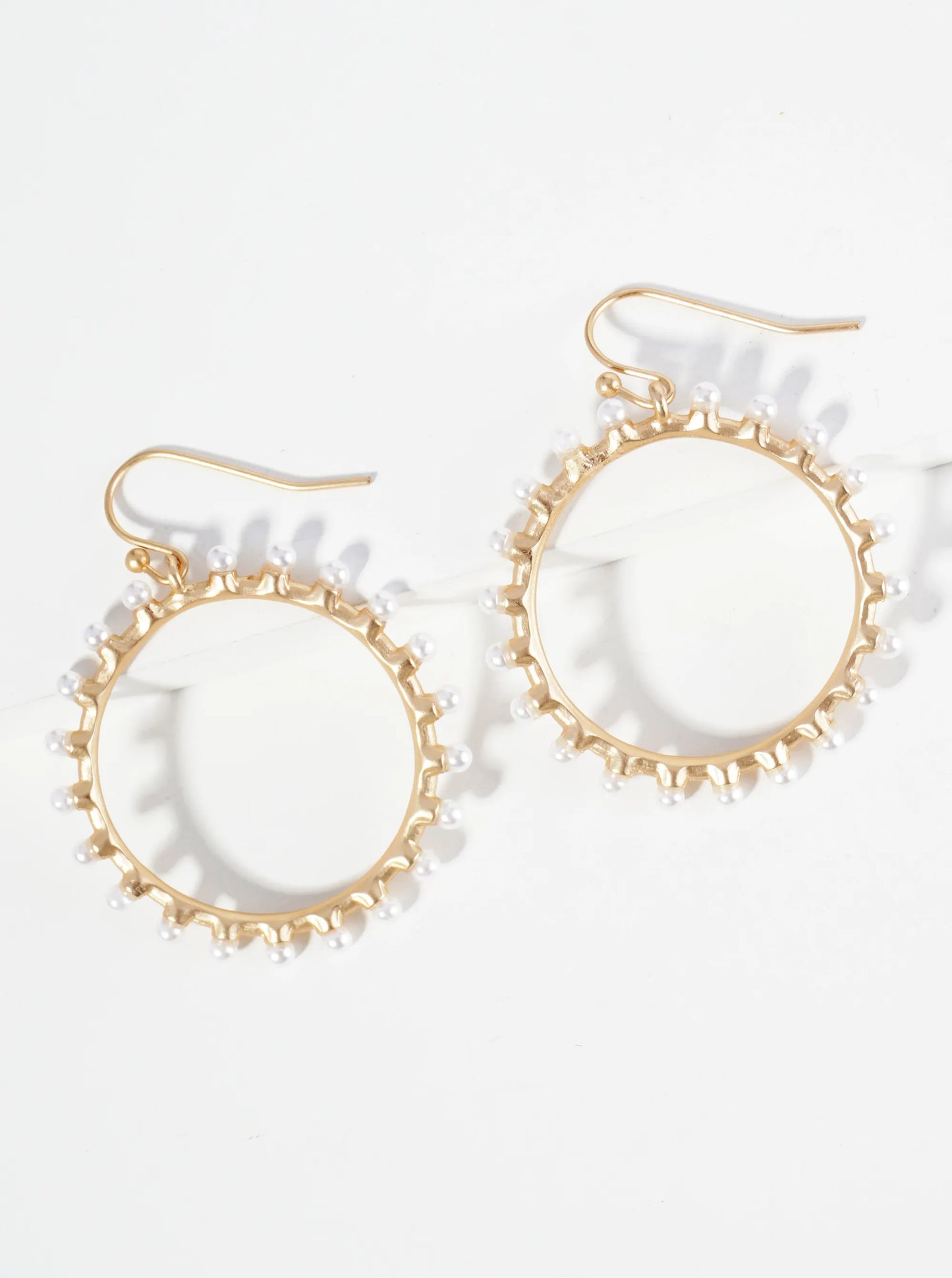Pearl Beaded Circle Dangle Drop Earrings