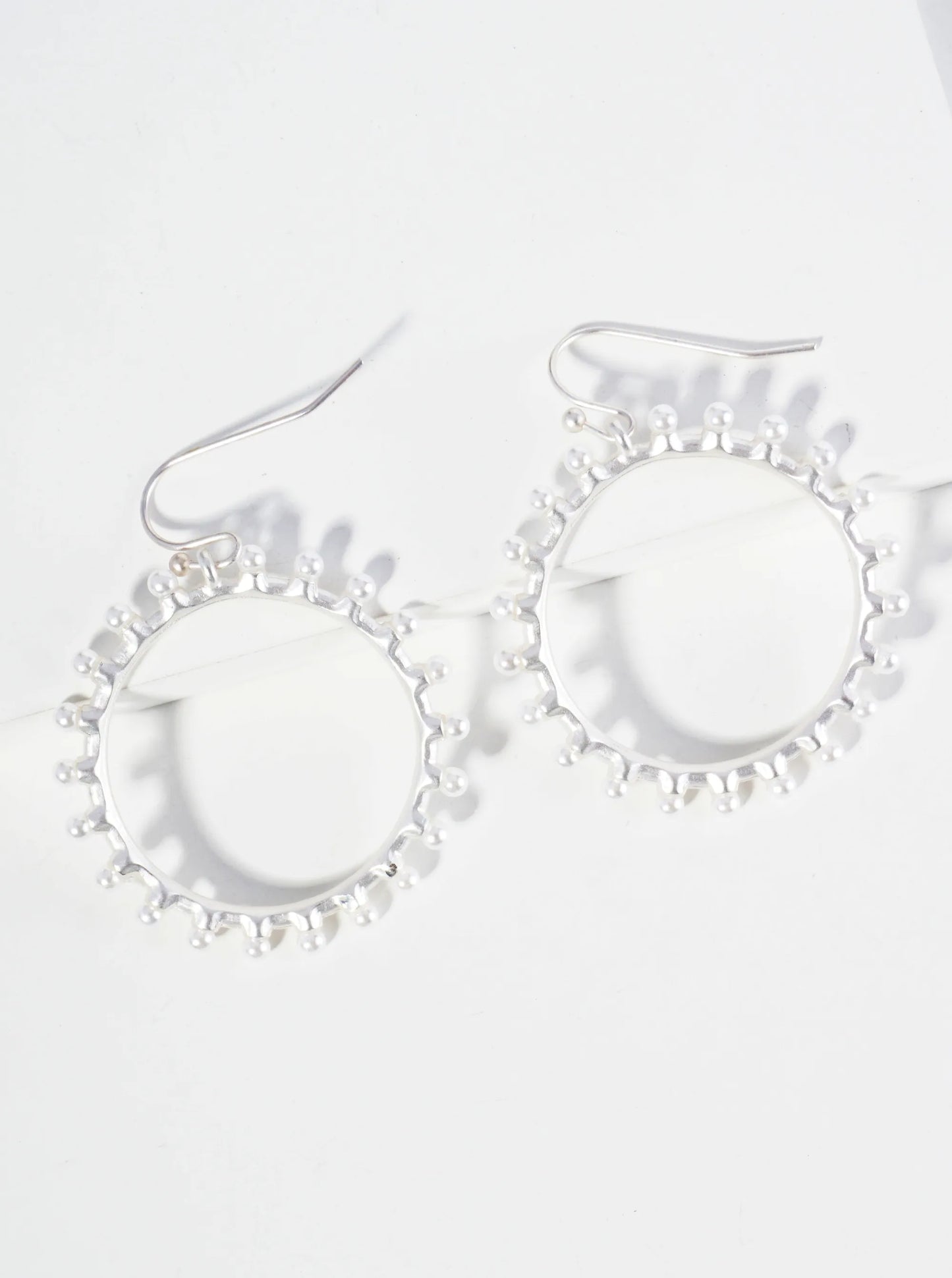 Pearl Beaded Circle Dangle Drop Earrings