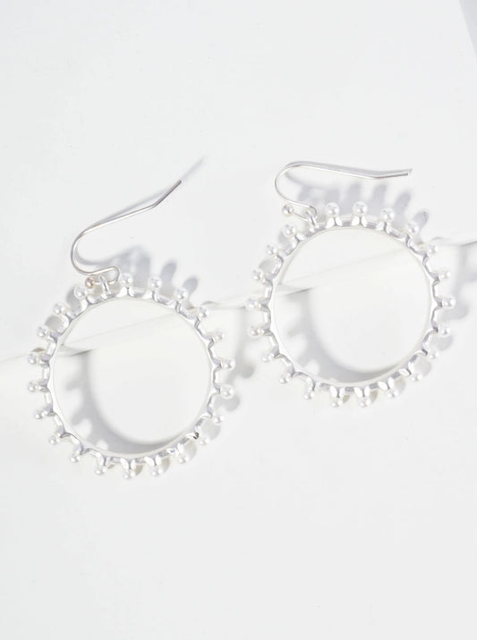 Pearl Beaded Circle Dangle Drop Earrings