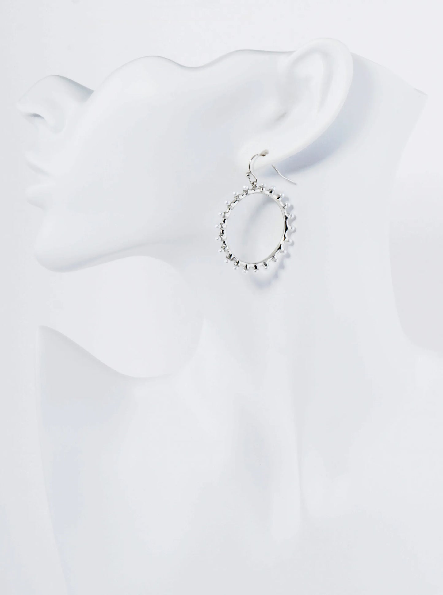 Pearl Beaded Circle Dangle Drop Earrings