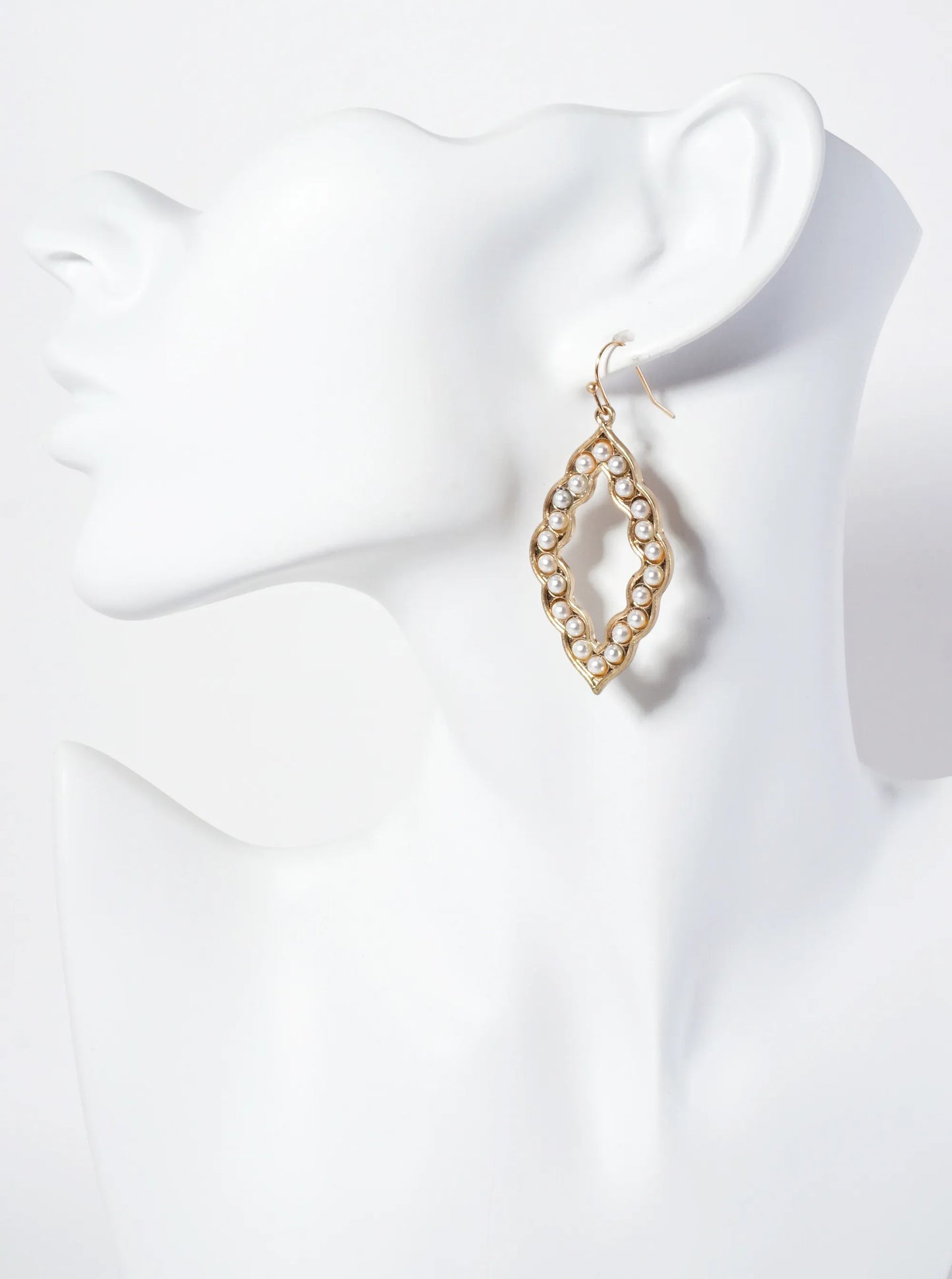 Pearl-Beaded Moroccan-Shaped Dangle Earrings