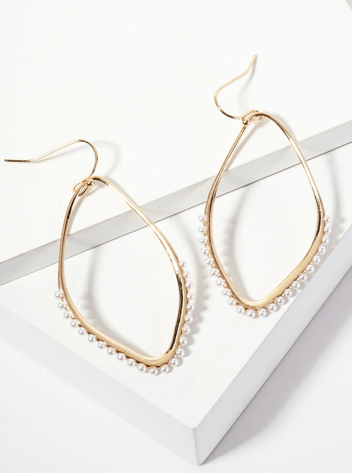 Pearl Beaded Organic-shaped Dangle Drop Earrings