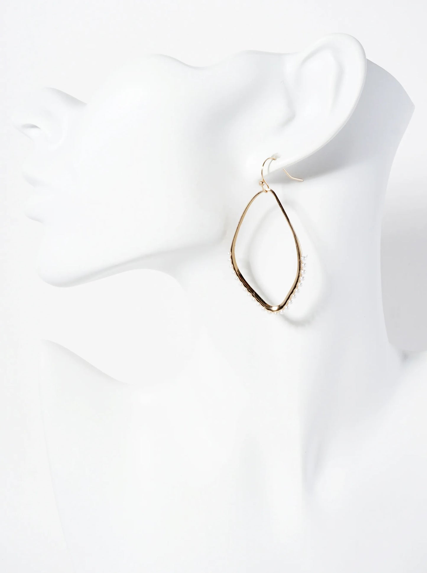 Pearl Beaded Organic-shaped Dangle Drop Earrings