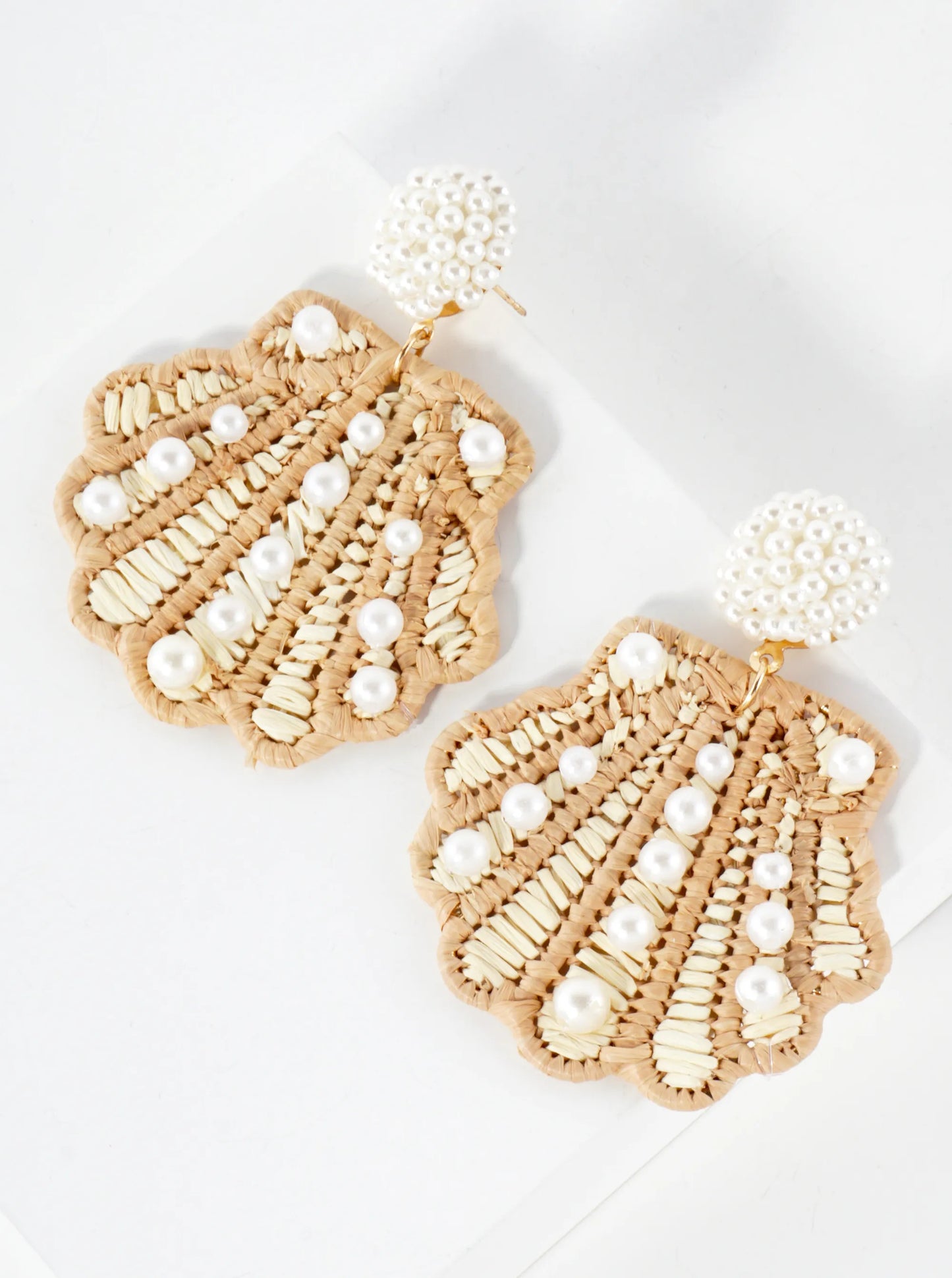 Pearl Beaded Seashell Drop Sea-Life Statement Earrings