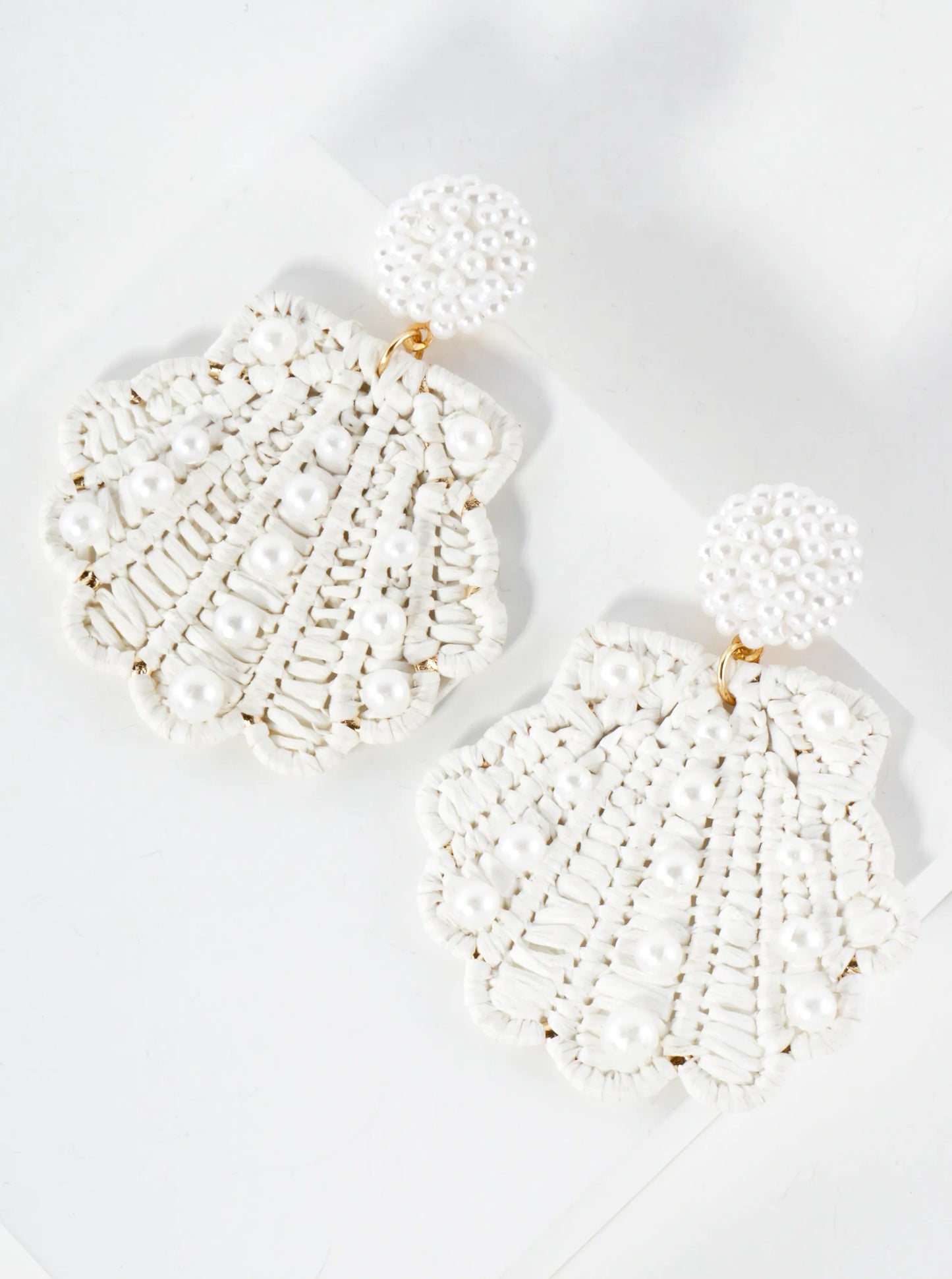Pearl Beaded Seashell Drop Sea-Life Statement Earrings