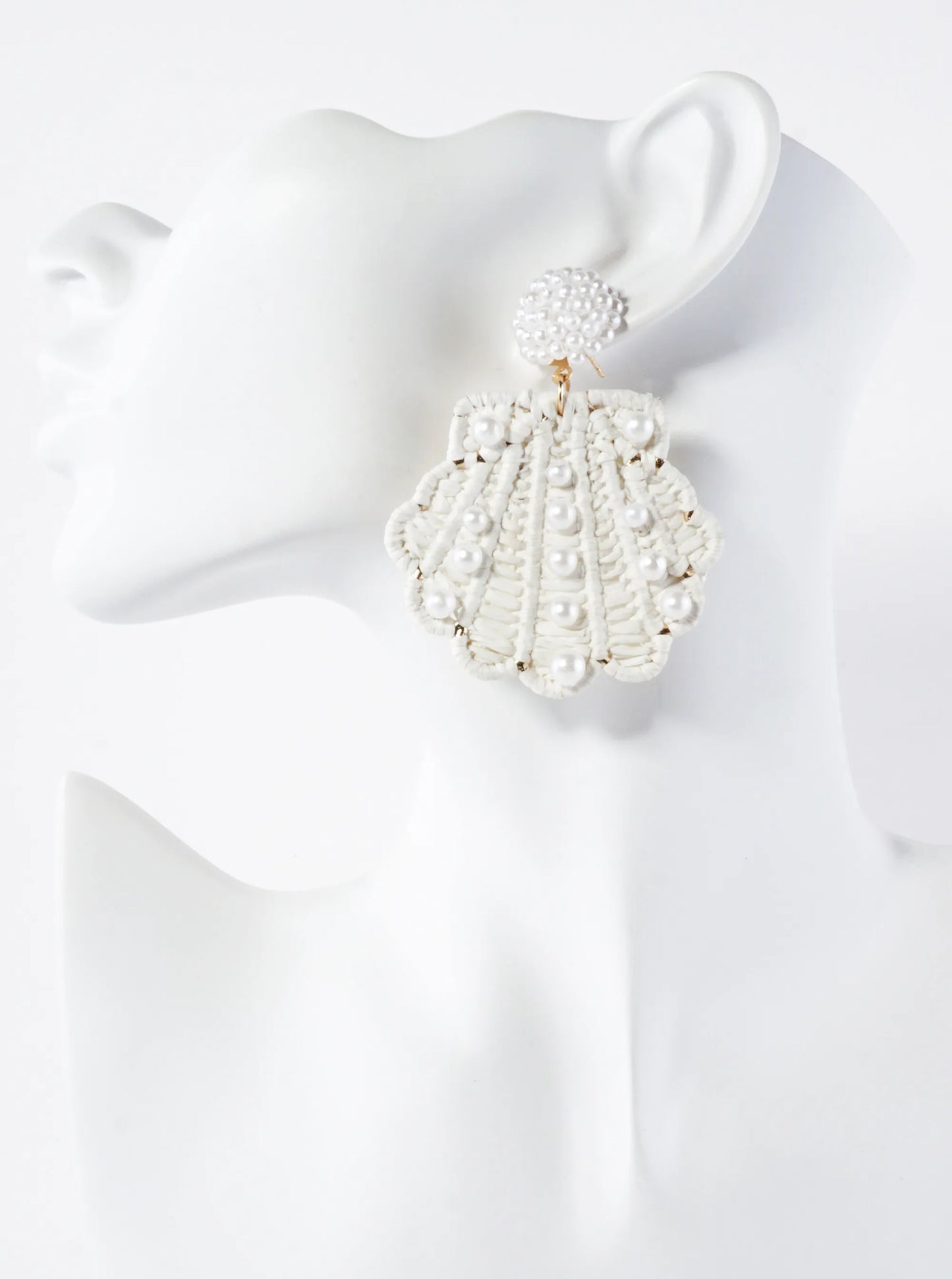 Pearl Beaded Seashell Drop Sea-Life Statement Earrings