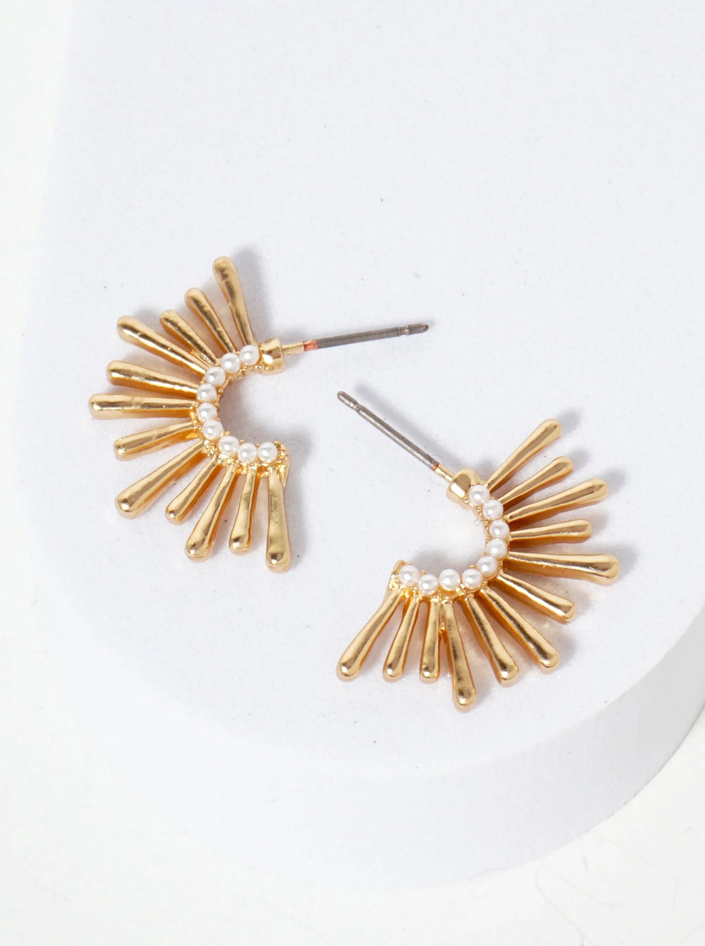 Pearl-Beaded Sunburst Post Earrings