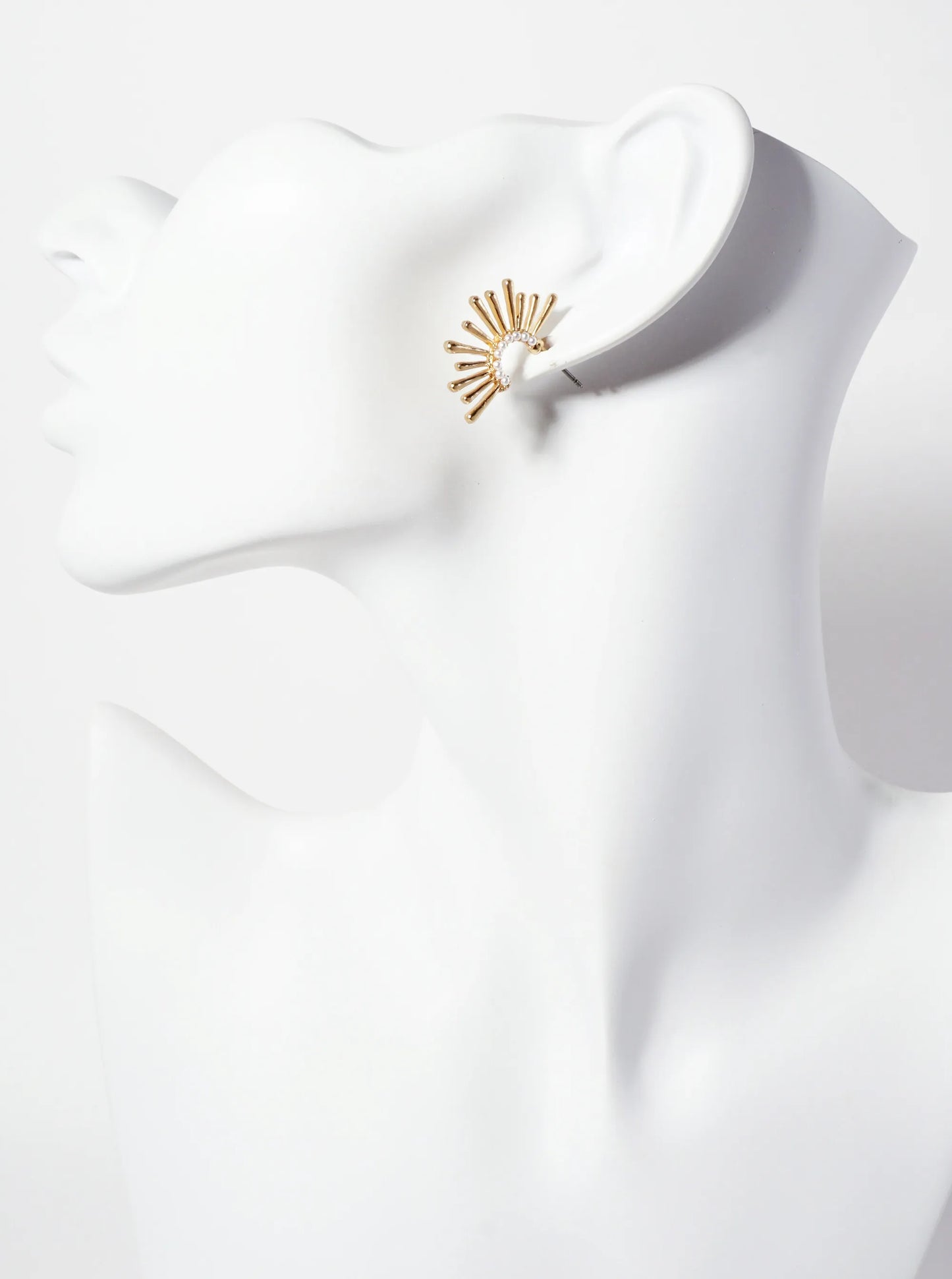 Pearl-Beaded Sunburst Post Earrings
