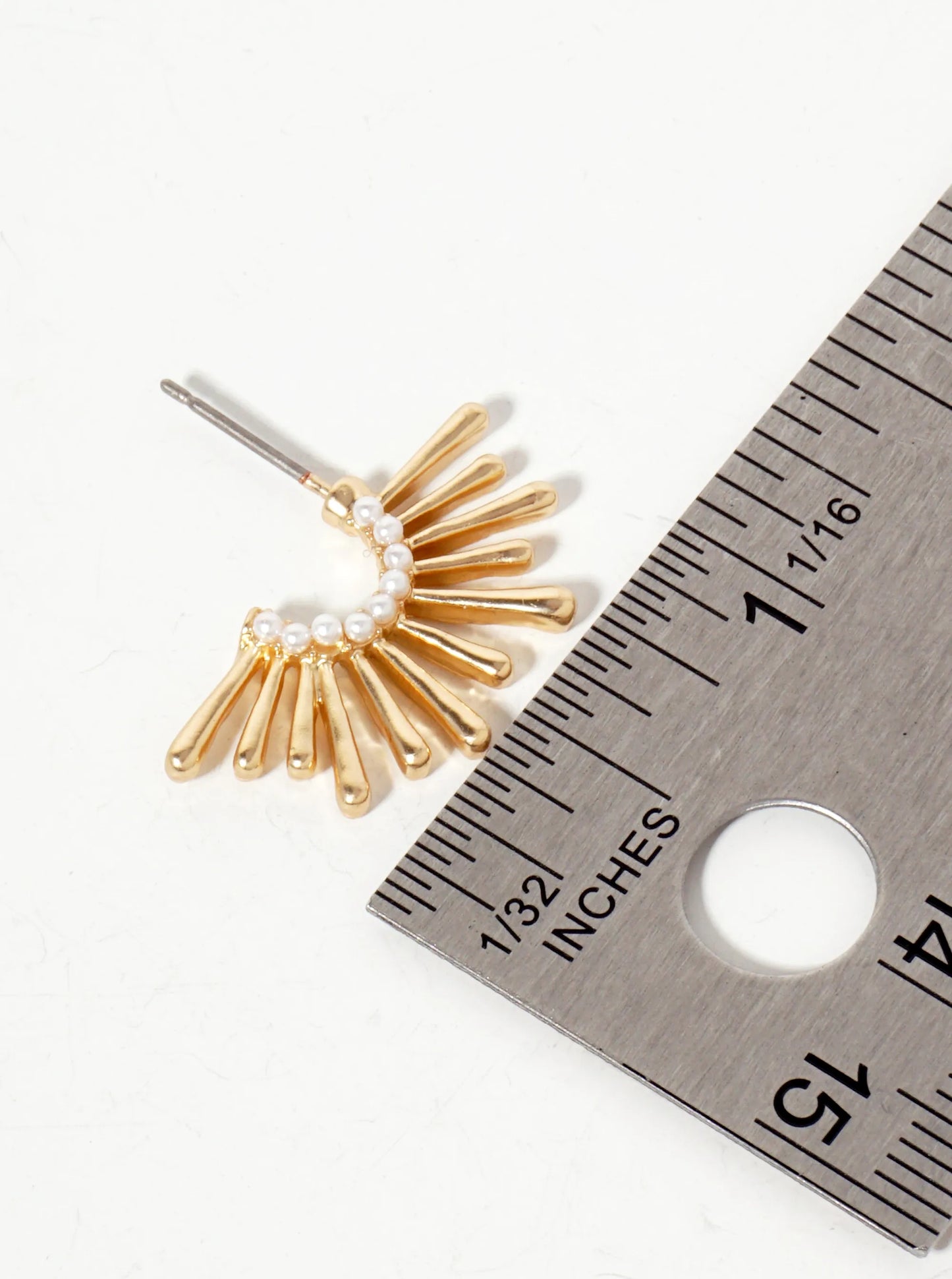 Pearl-Beaded Sunburst Post Earrings