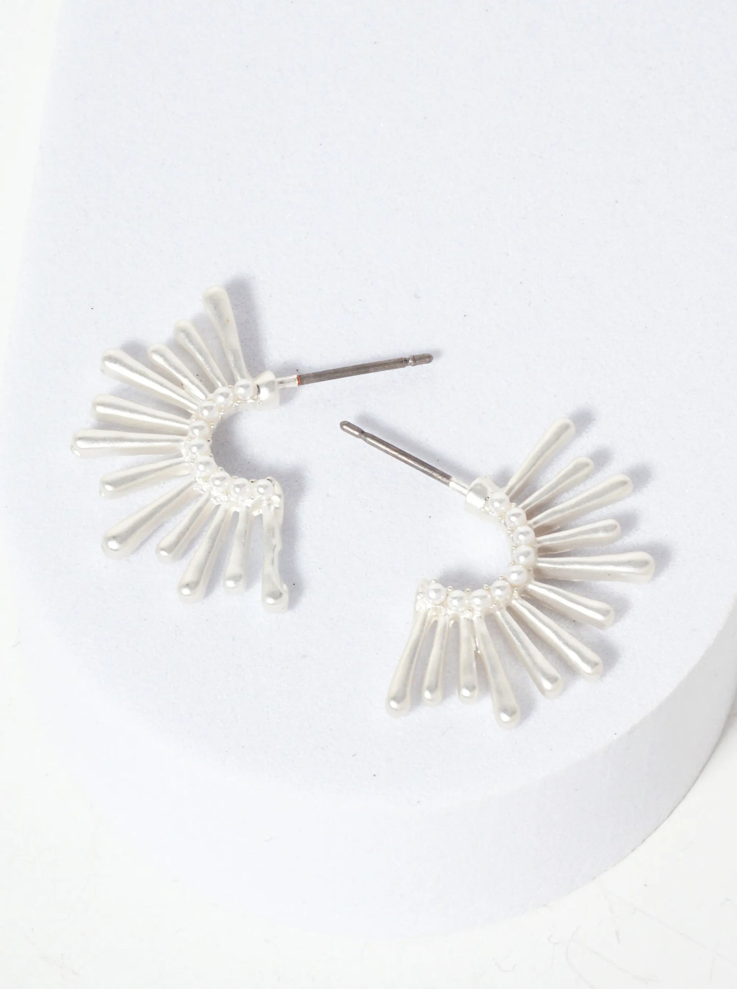 Pearl-Beaded Sunburst Post Earrings