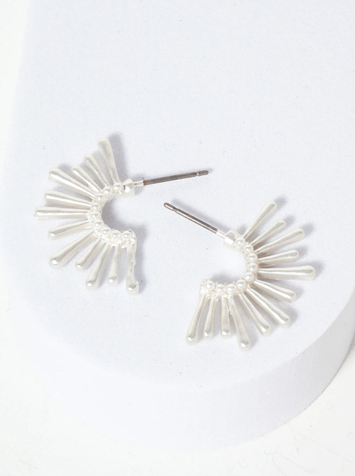 Pearl-Beaded Sunburst Post Earrings