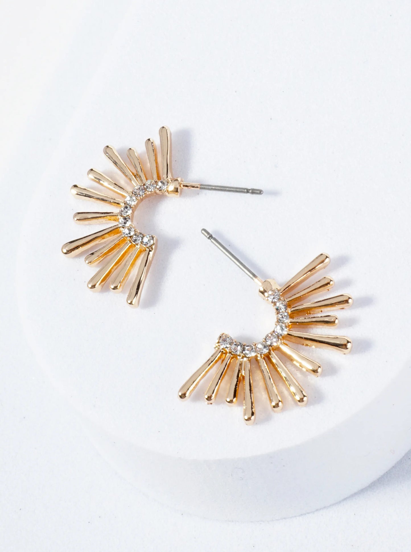 Pearl-Beaded Sunburst Post Earrings