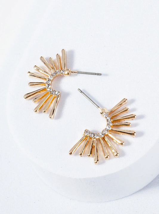 Pearl-Beaded Sunburst Post Earrings