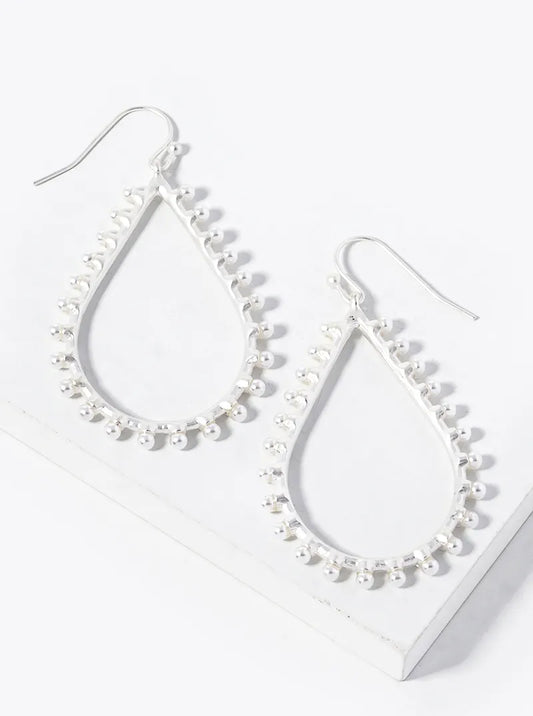 Pearl Beaded Teardrop Lightweight Dangle Earrings