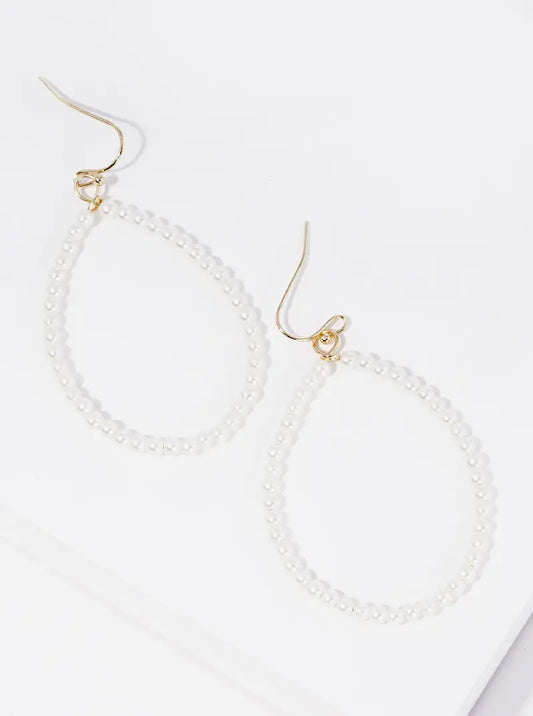 Pearl Beaded Wire Dangle Drop Earrings