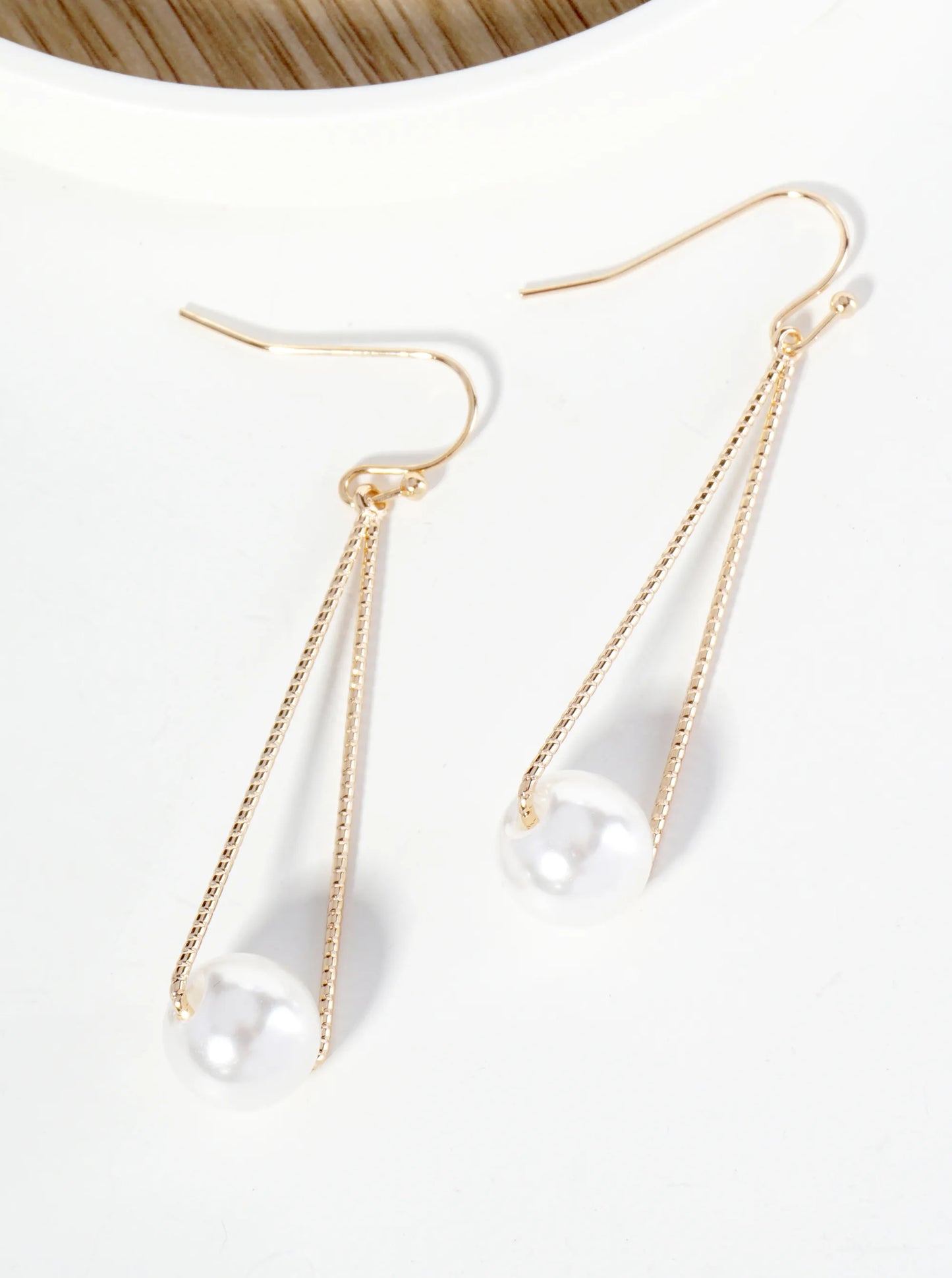 Pearl Beads Drop Triangle Dangle Drop Earrings