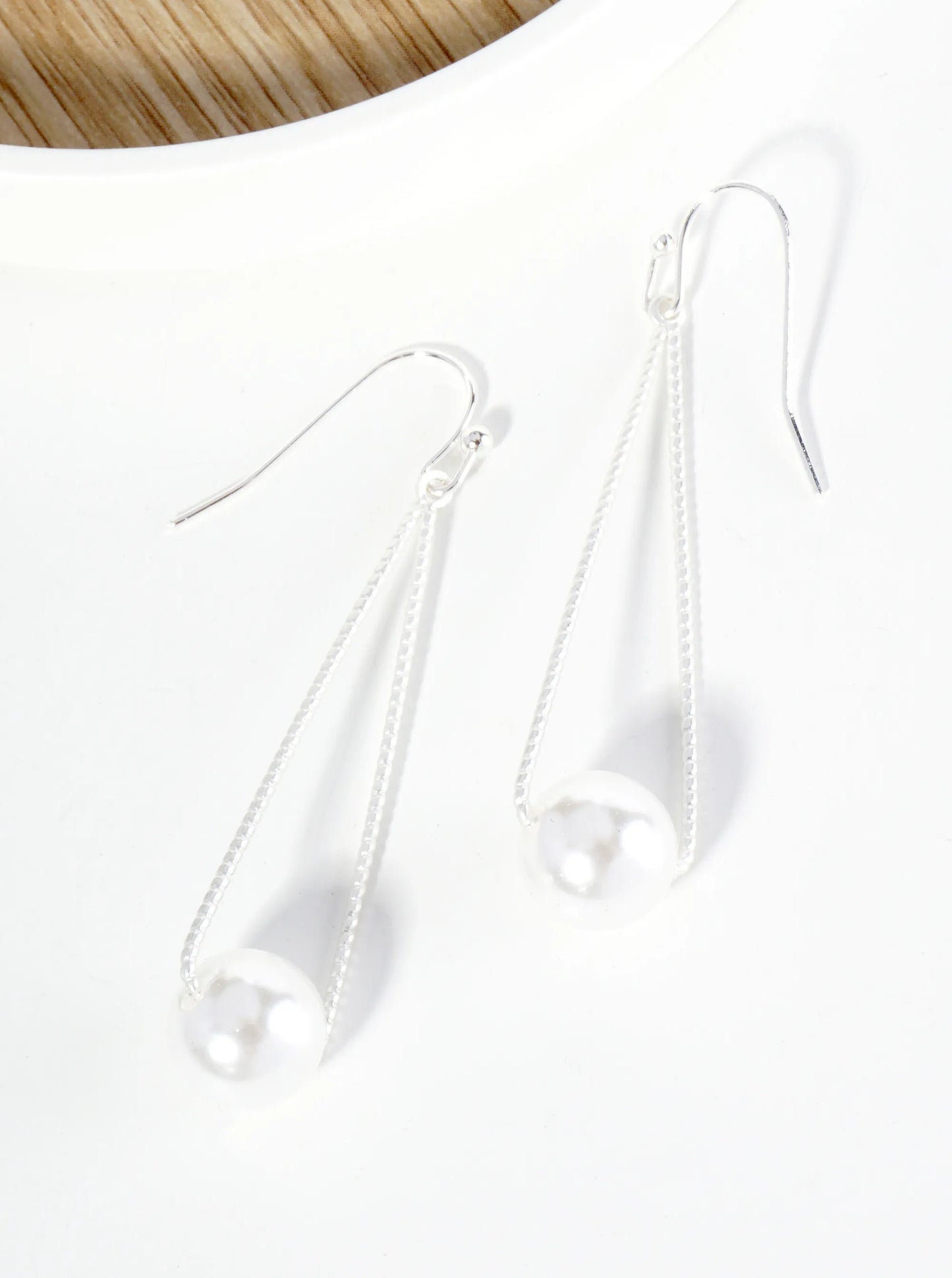 Pearl Beads Drop Triangle Dangle Drop Earrings