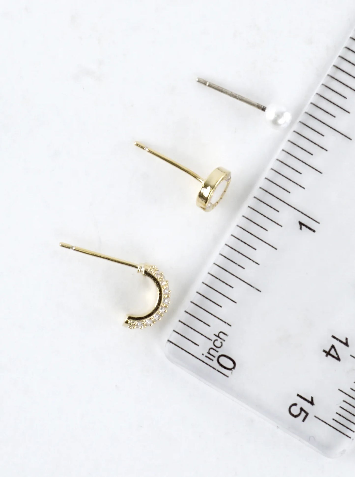 Pearl CZ Pave Hoop Stud Earrings Set