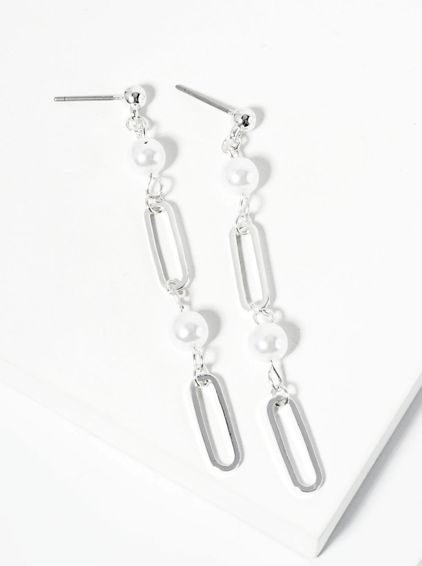 Pearl Chain Drop Dangle Post Earrings