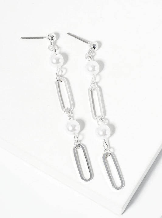 Pearl Chain Drop Dangle Post Earrings