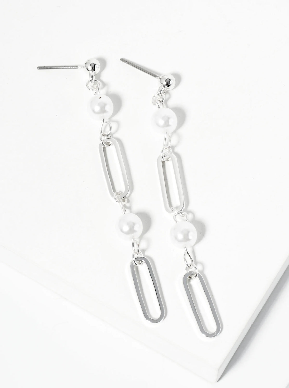 Pearl Chain Drop Dangle Post Earrings
