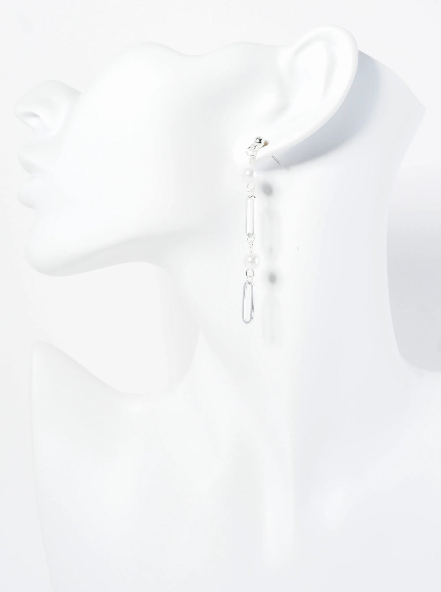 Pearl Chain Drop Dangle Post Earrings