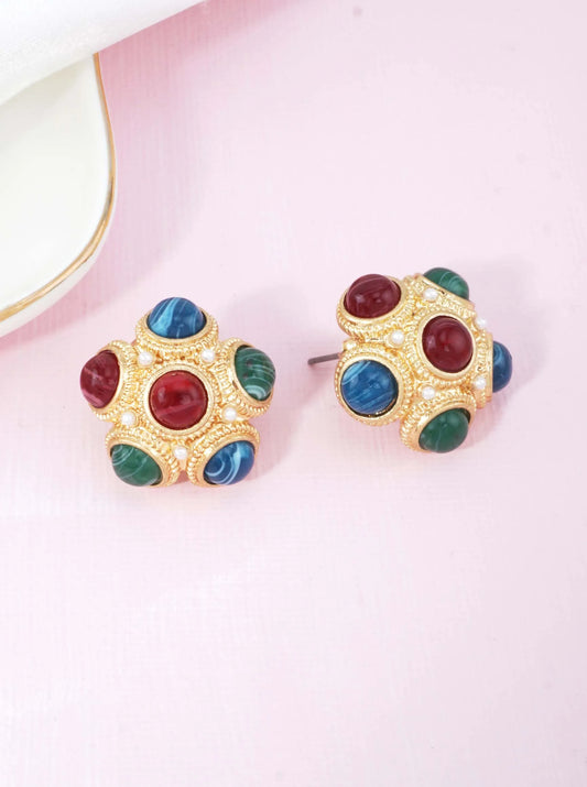 Pearl Cluster Stud Earrings