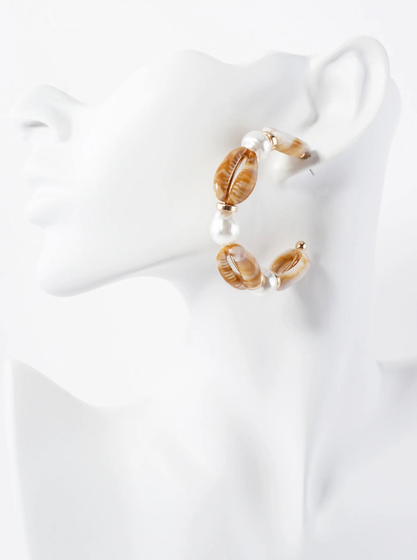 Pearl Cowie-Shell 45mm Sea-Life Open Hoop Earrings