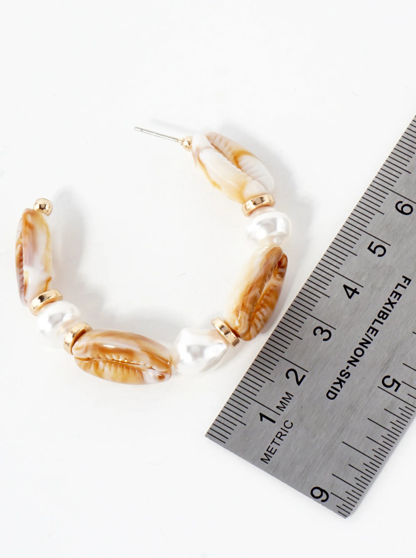 Pearl Cowie-Shell 45mm Sea-Life Open Hoop Earrings