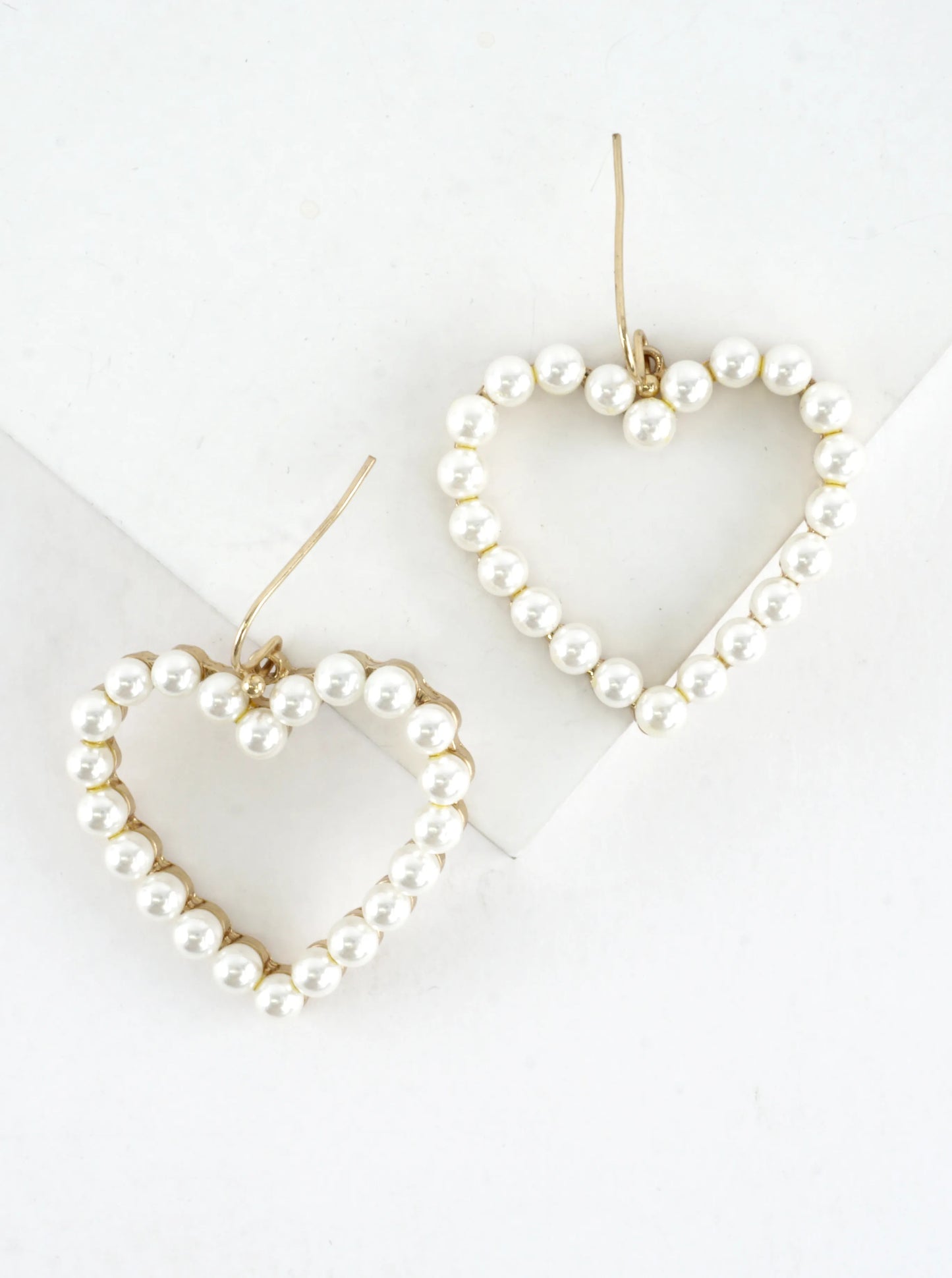 Pearl Embedded Heart Drop Earrings